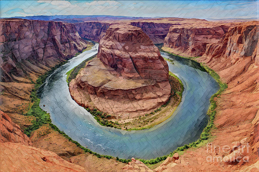 Horseshoe Bend Arizona Painting Painting by The James Roney Collection