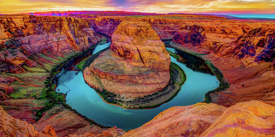 Grand Canyon National Park Photograph - Horseshoe Bend Sunrise Panorama - Page Arizona Landscape by Gregory Ballos
