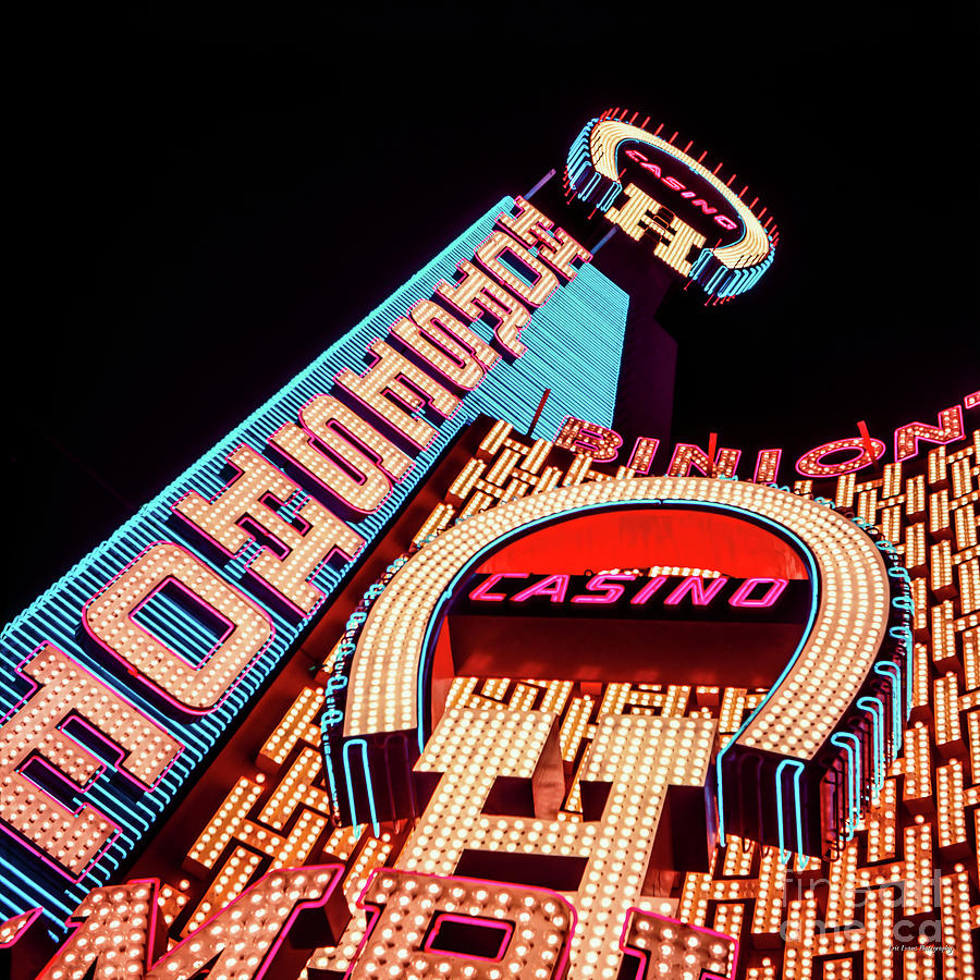 Horseshoe Casino Neon Sign at Night 1972 Photograph by Aloha Art