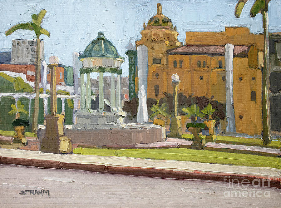 Horton Plaza Park - Gaslamp Quarter, San Diego, California Painting by Paul Strahm