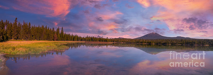 Hosmer Lake And Peaks Sunset Photograph