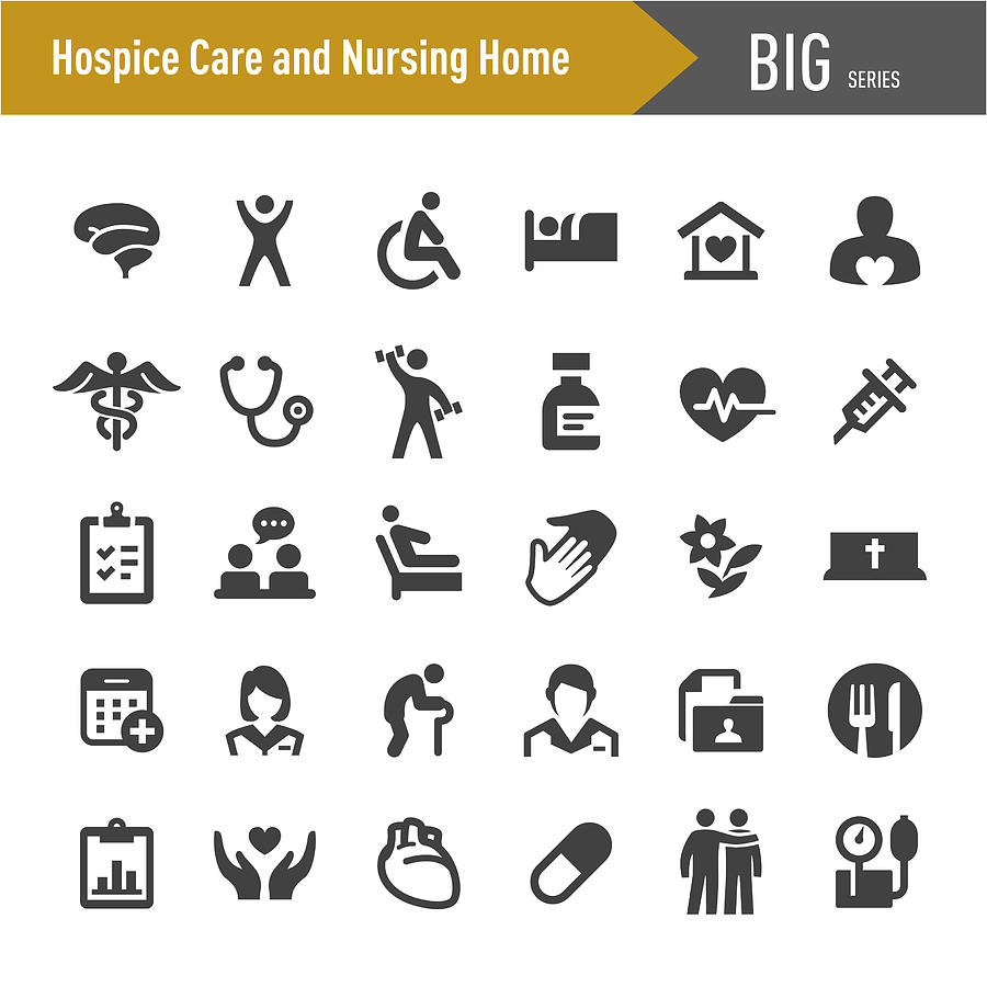 Hospice Care and Nursing Home Icons - Big Series Drawing by -victor-