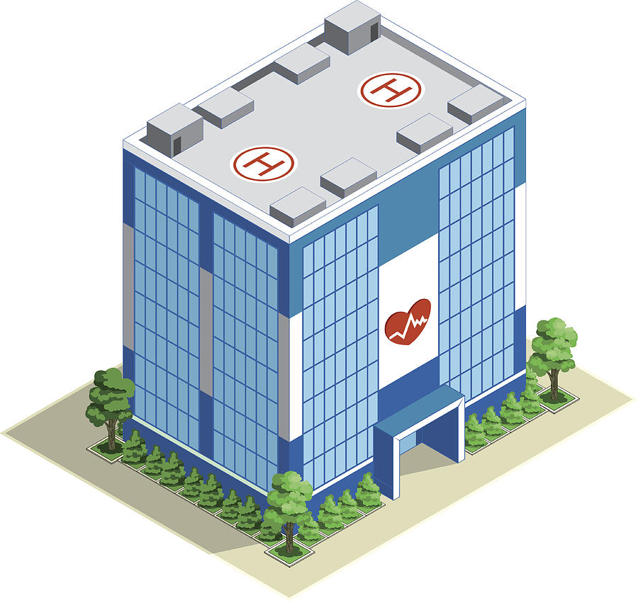 Hospital building isometric Drawing by Chuvipro