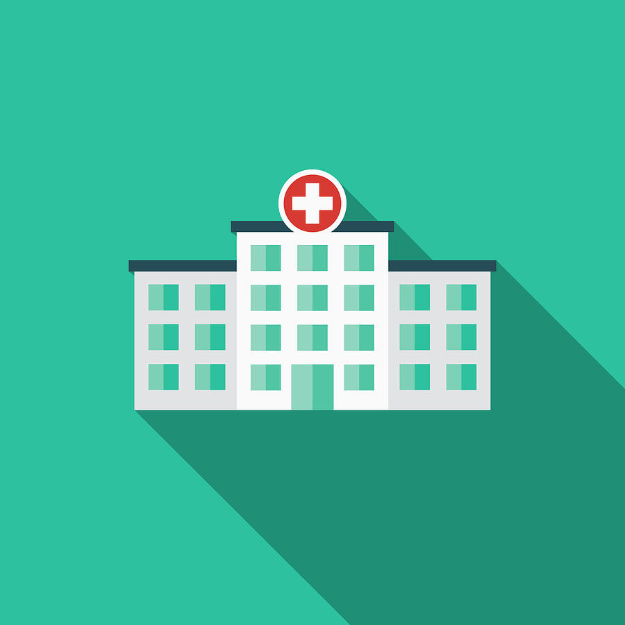 Hospital Flat Design Emergency Services Icon Drawing by Bortonia