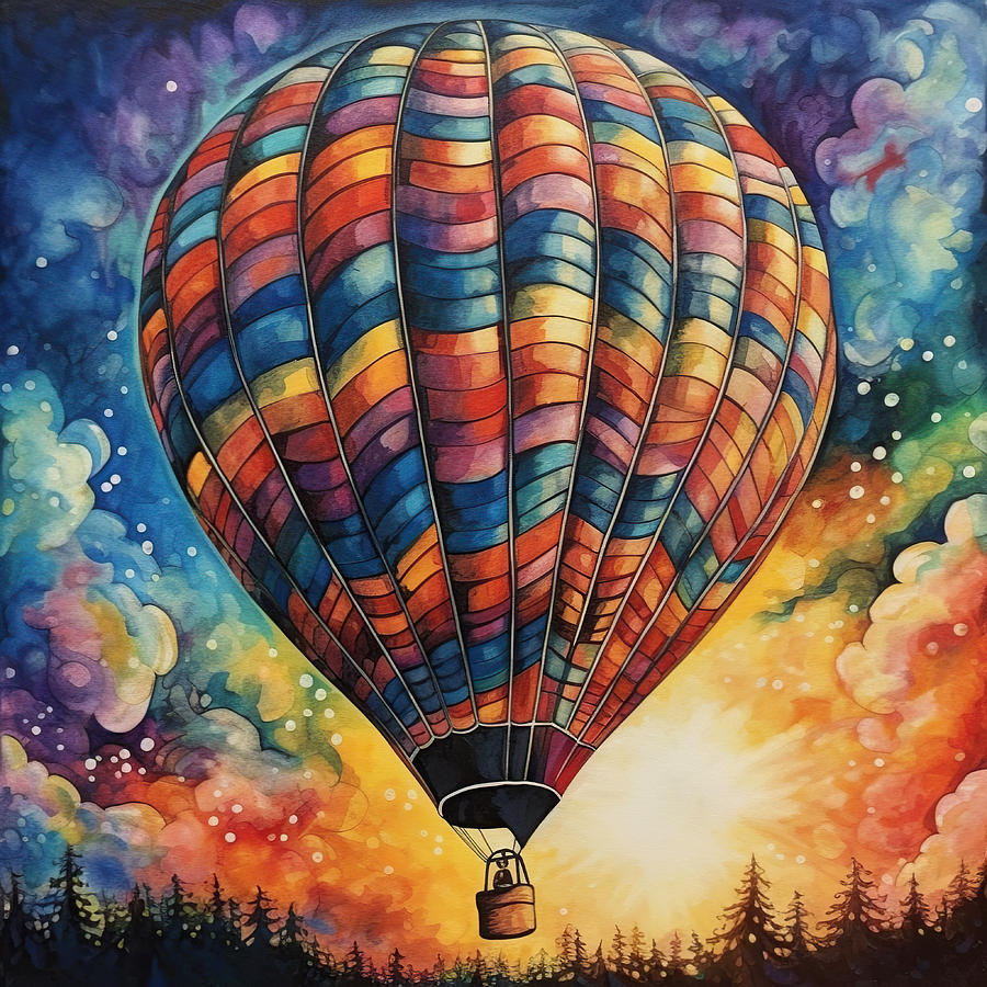 Hot Air Balloon Colorful Drawing 33 Drawing by Steampunz Gallery - Fine ...