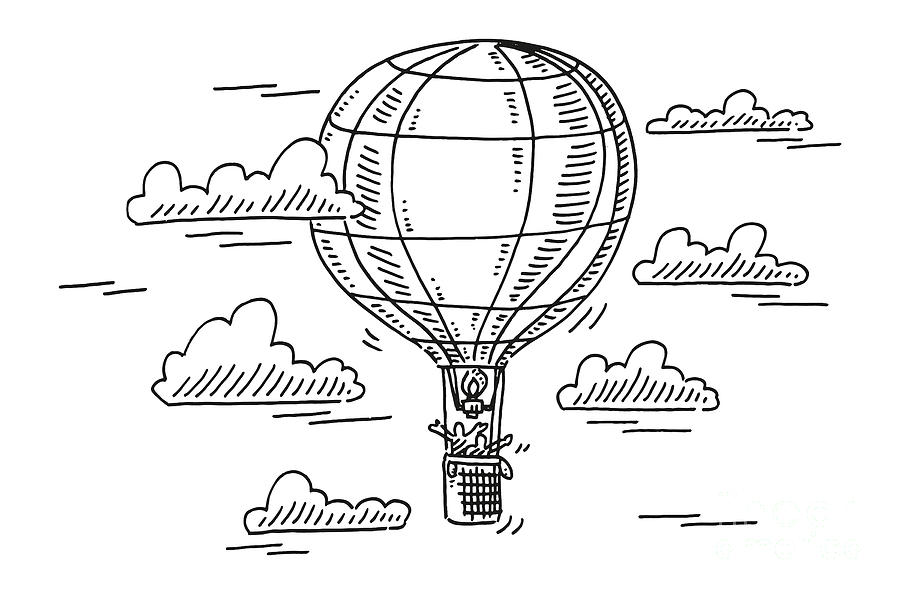 Premium Vector | Hot air balloons flying hand drawn illustration