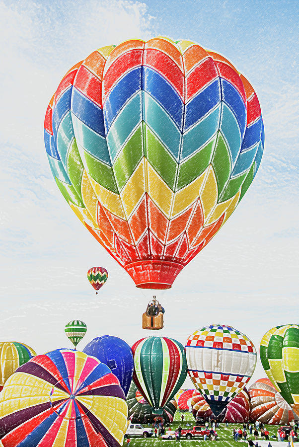 Hot Air Balloon Launch Digital Art