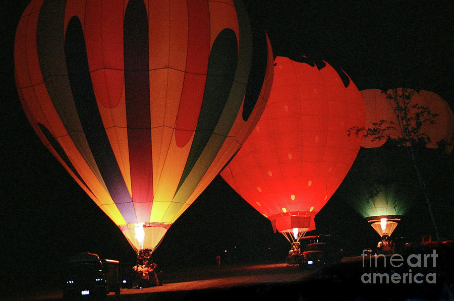 Strawberry Photograph - Hot Air Balloon Night Glow by Suzy Q Photography - Susan Rogers