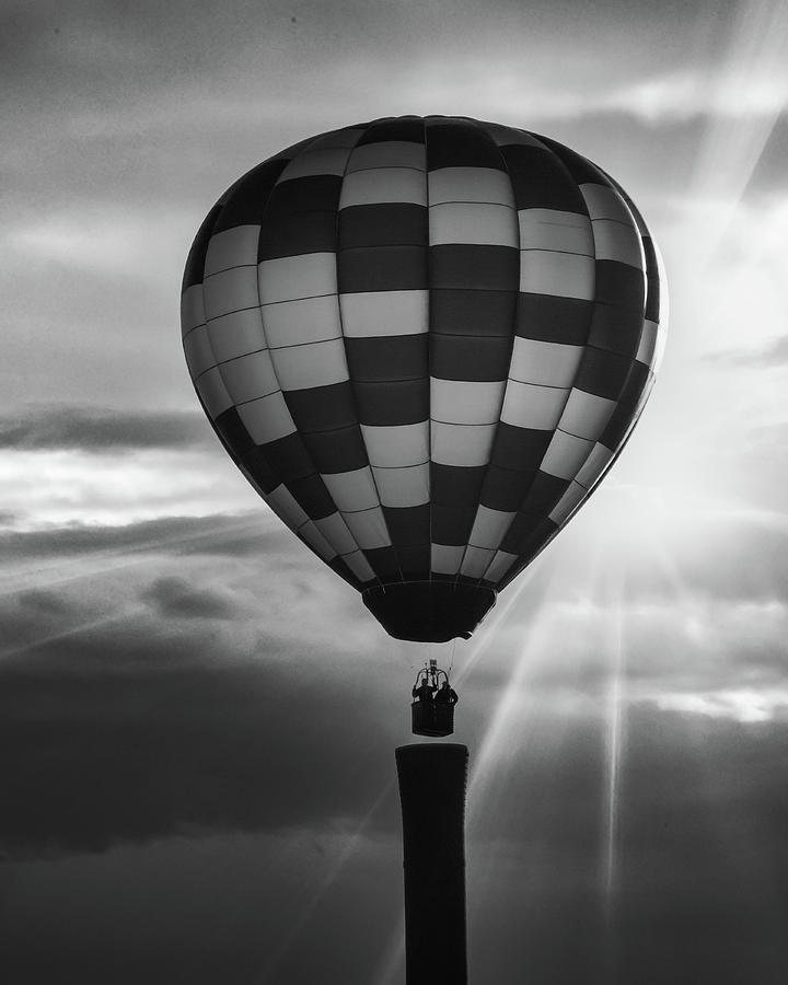 Hot Air Balloon over smokestack Photograph by Bob Orsillo