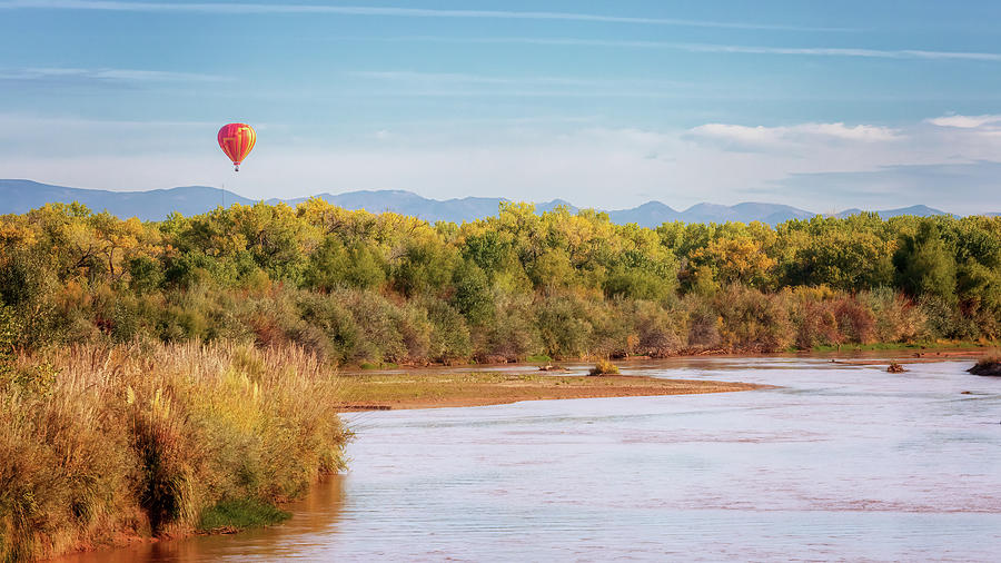 Hot Air Balloon over the Rio Grande Photograph by Susan Rissi Tregoning