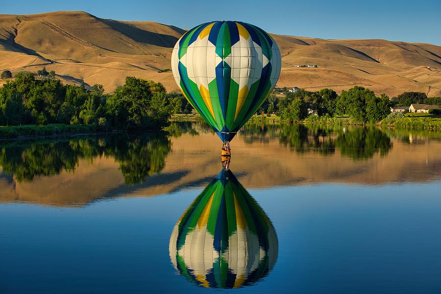 Hot Air Balloon Reflection Photograph by Lynn Hopwood