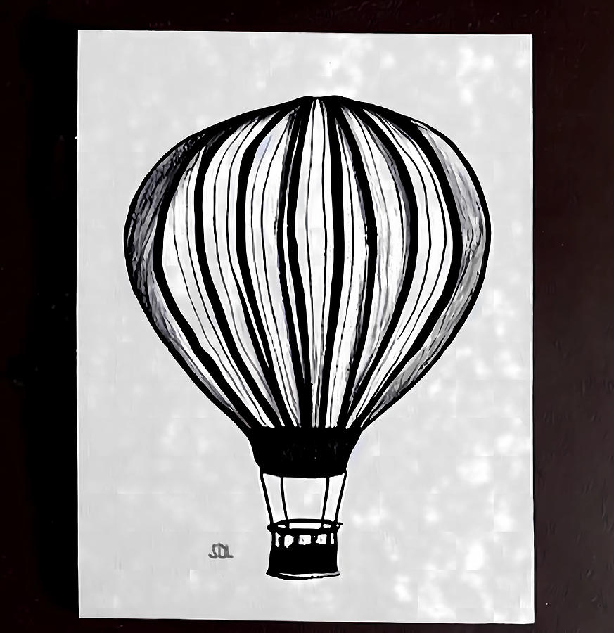Hot Air Balloon Drawing - Hot Air Balloon Sketch Drawing by Sandi OReilly