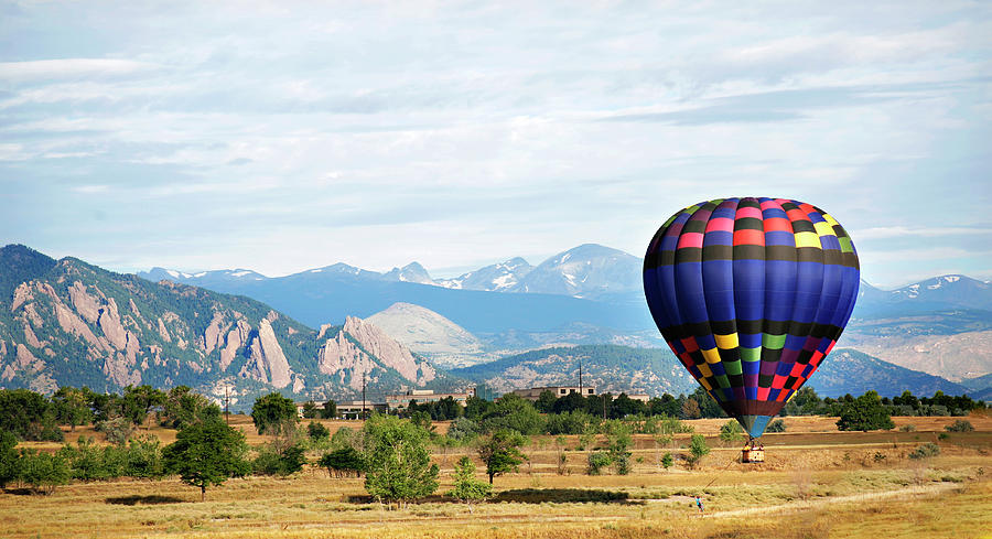 Hot Air Balloon With Mountains Photograph