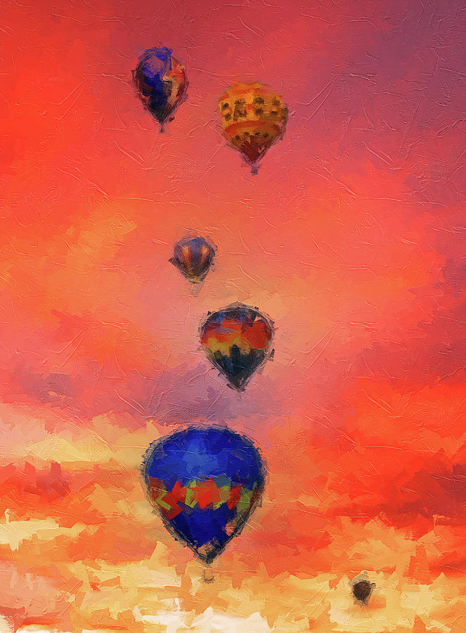 Hot Air Balloons At Sunset Painting by Dan Sproul
