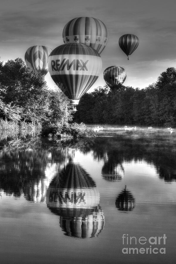 Hot Air Balloons in Black and White Photograph by Steve Brown