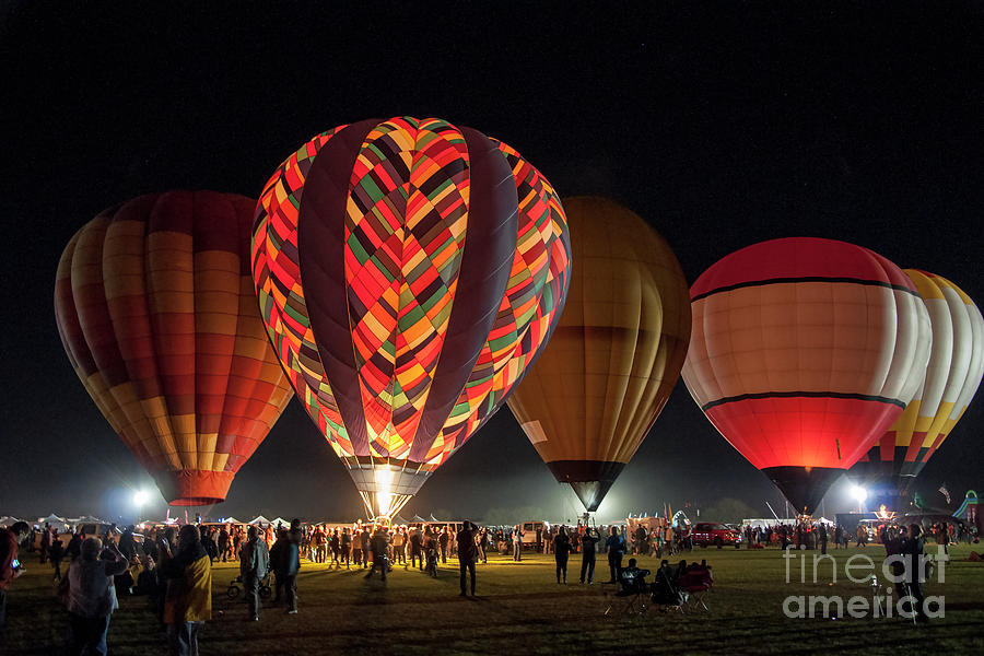 hot air balloons at night