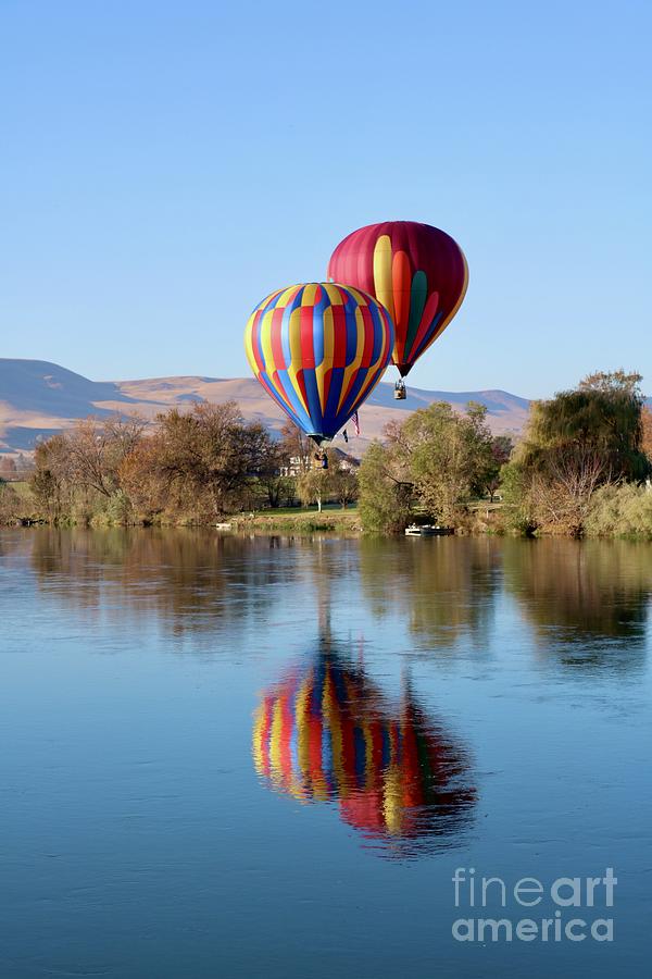 Hot Air Balloons River Liftoff Photograph by Carol Groenen