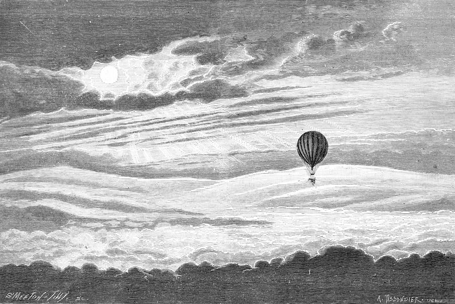 Hot-air baloon flight Drawing by Ilbusca