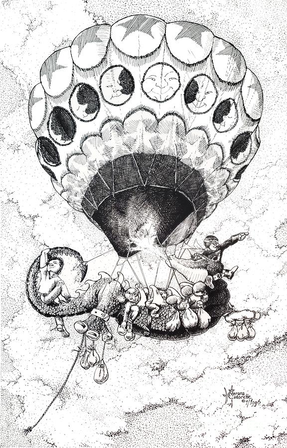 Hot-Air Dragon Drawing by Merana Cadorette