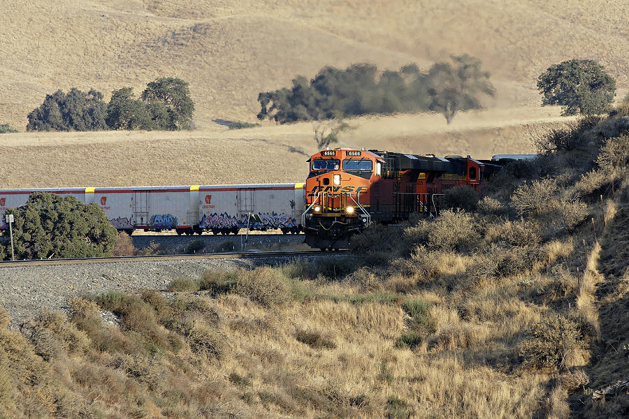 Hot and Cold Running Train -- BNSF Freight Train in The Tehahapi Mountains, California Photograph by Darin Volpe