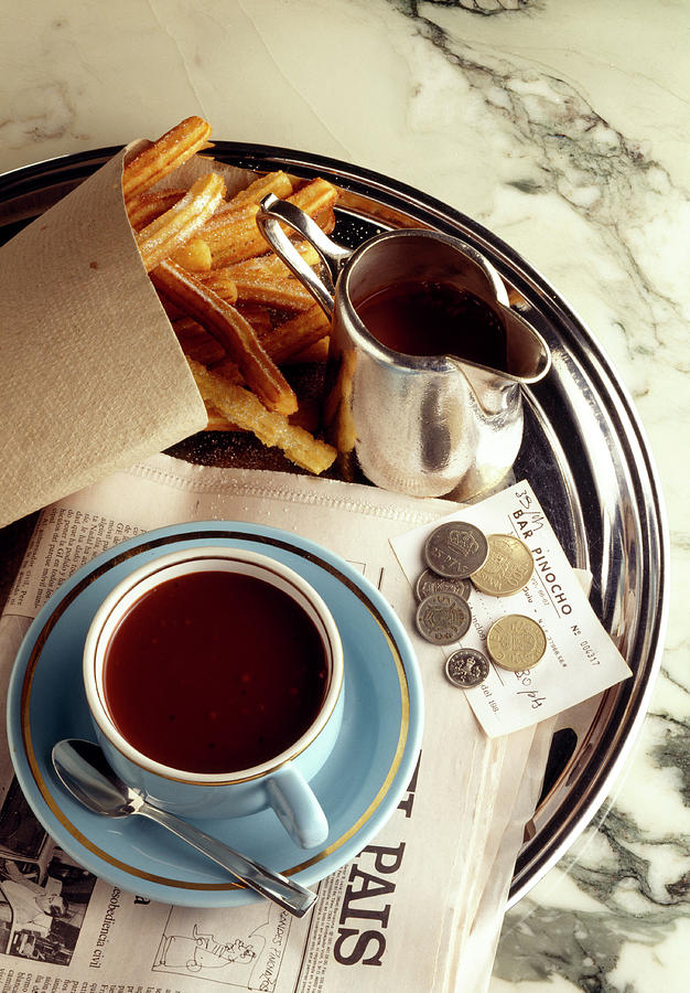 Chocolate Still Life Photograph - Hot Chocolate And Churros by Hussenot- Photocuisine