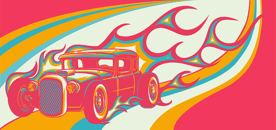 Vintage Car Hot Rod With Flames Vector Coffee Mug by Dean Zangirolami -  Pixels