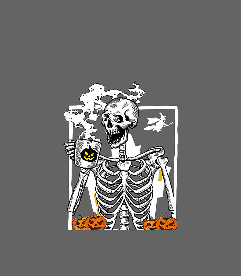 Hot Coffee Skeleton Pumpkin Digital Art by Daniw Lotta - Fine Art America