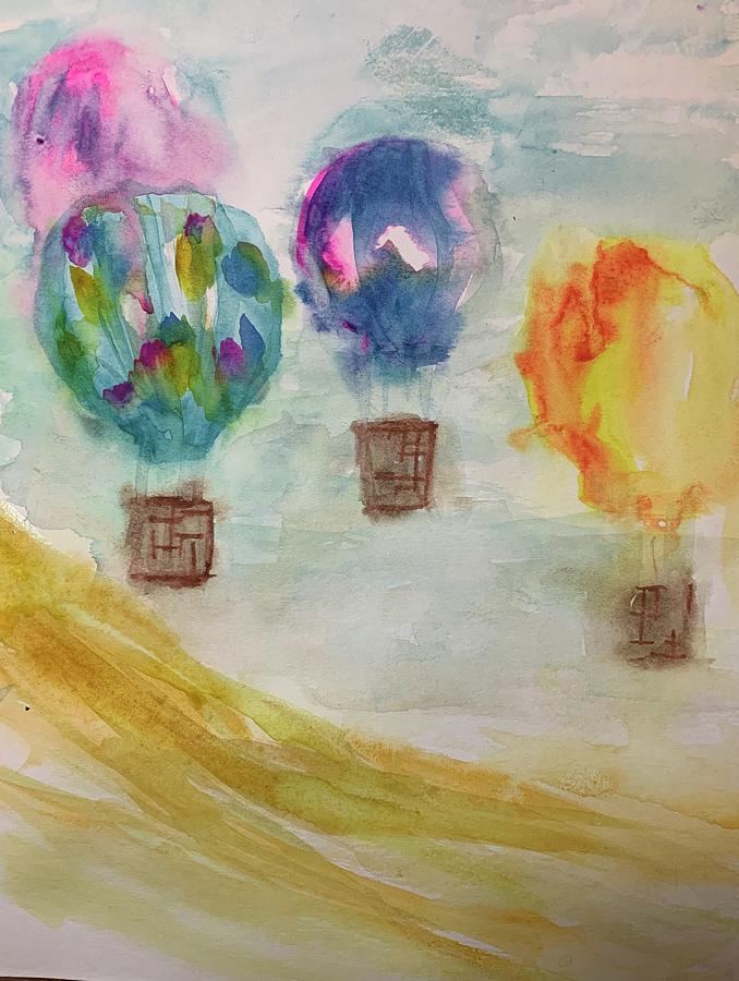 Hot Color Balloons Painting by Christine Marie Rose