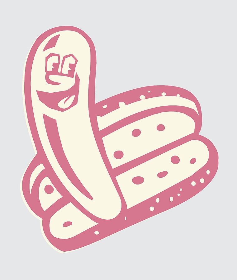 Hot Dog and Bun Drawing by CSA-Archive