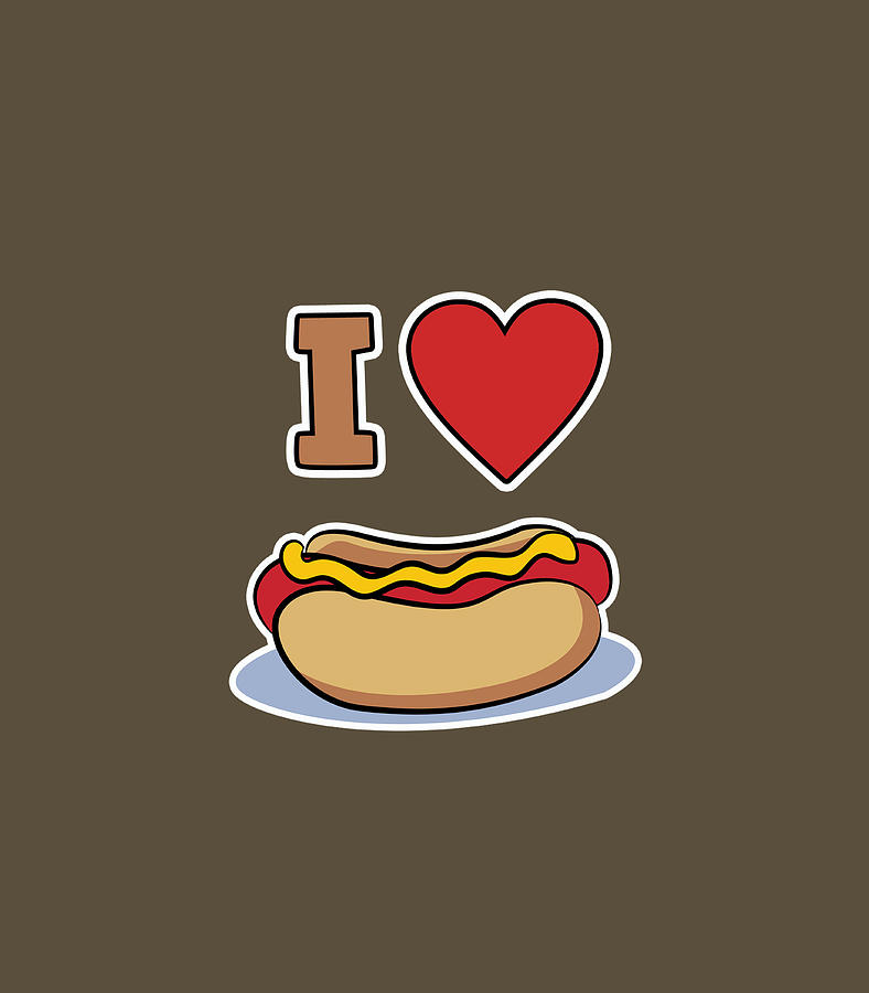 Hot Dog Design for Men and Women I Love Hot Dog Digital Art by Murryw