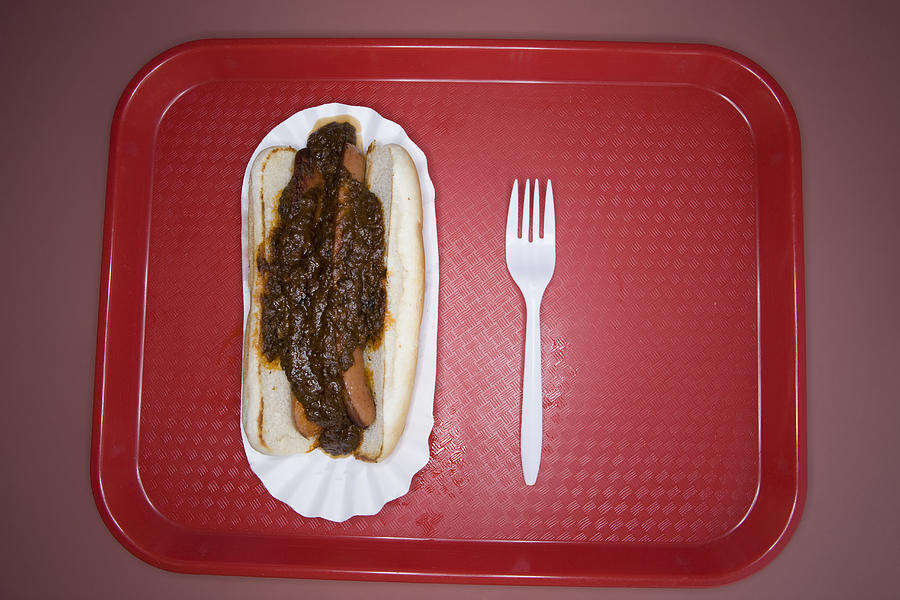 Hot dog on a fast food tray Photograph by Sian Kennedy