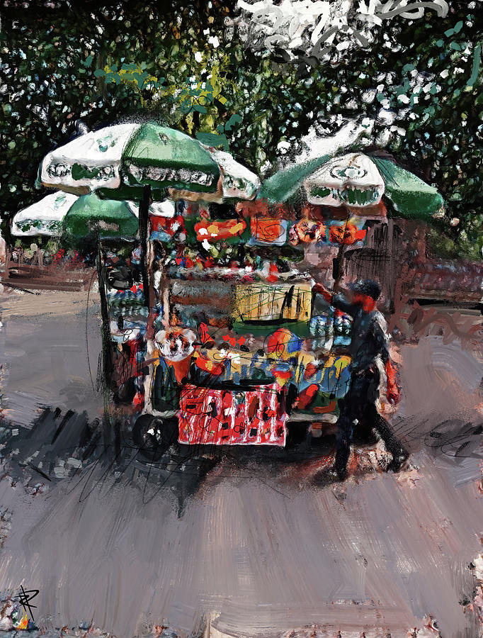Hot Dog Vendor Mixed Media by Russell Pierce