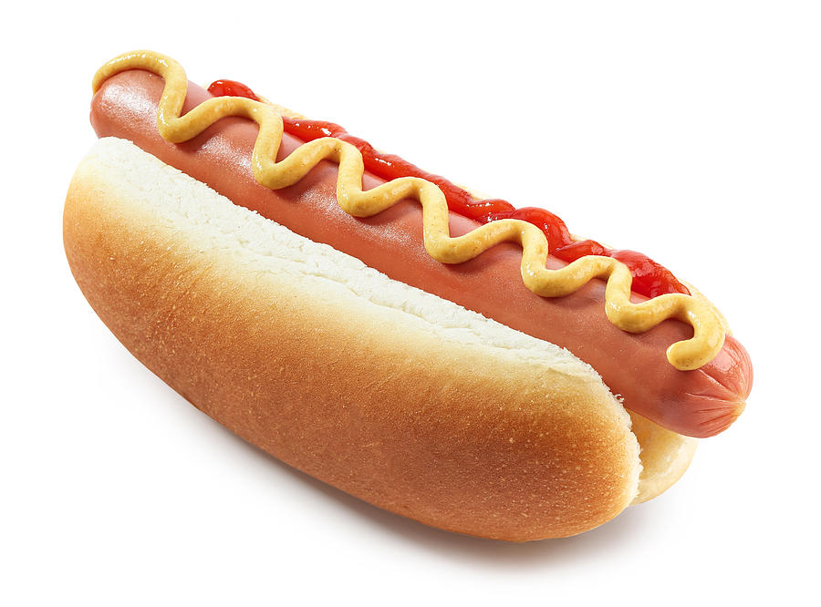 Hot dog with mustard isolated on white background Photograph by Magone
