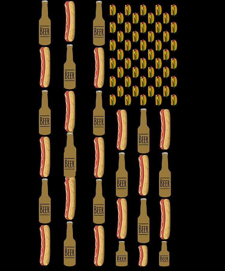 Hot Dogs Beer Flag 4th of July Digital Art by Flippin Sweet Gear