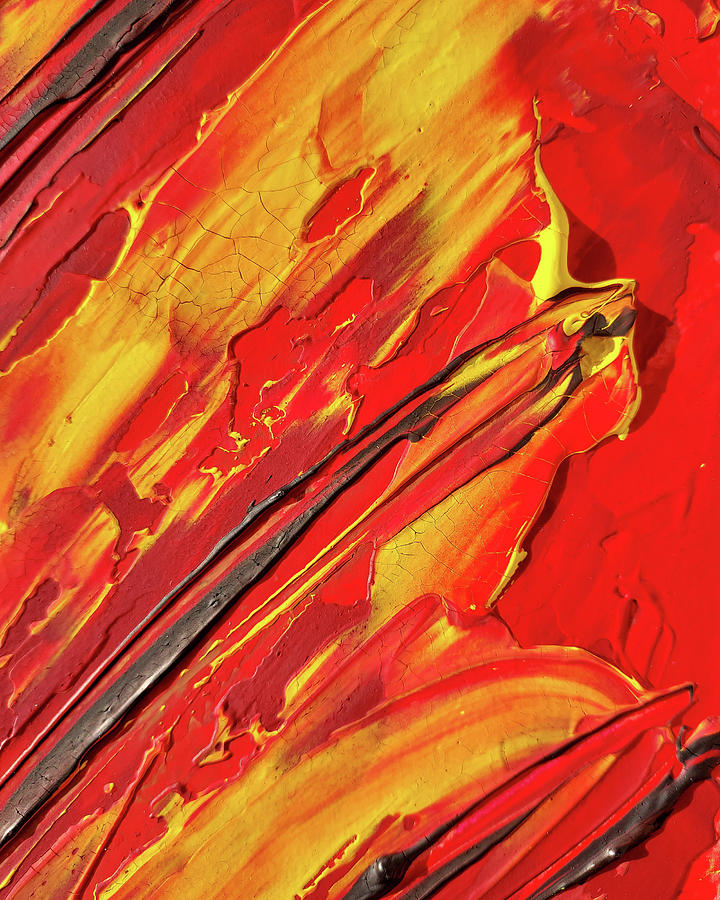 Hot Dynamic Gorgeous Abstract Fire In Fireplace Art I Painting by Irina Sztukowski