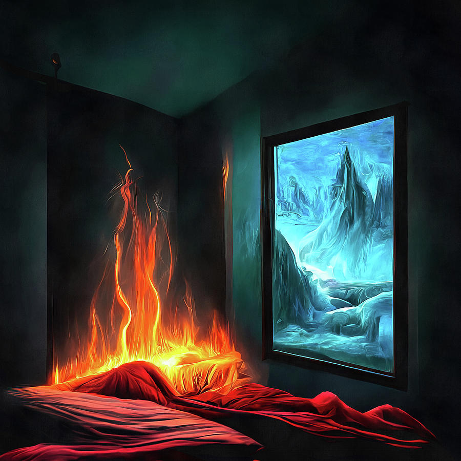 Hot Fire and Cold Ice in the Bedroom Painting by Matthias Hauser