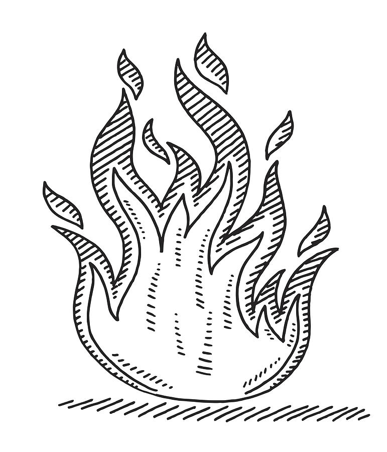 Hot Fire Symbol Drawing Drawing by FrankRamspott