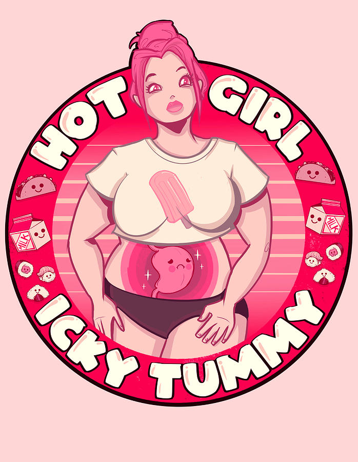 Hot Girl Icky Tummy Drawing by Ludwig Van Bacon