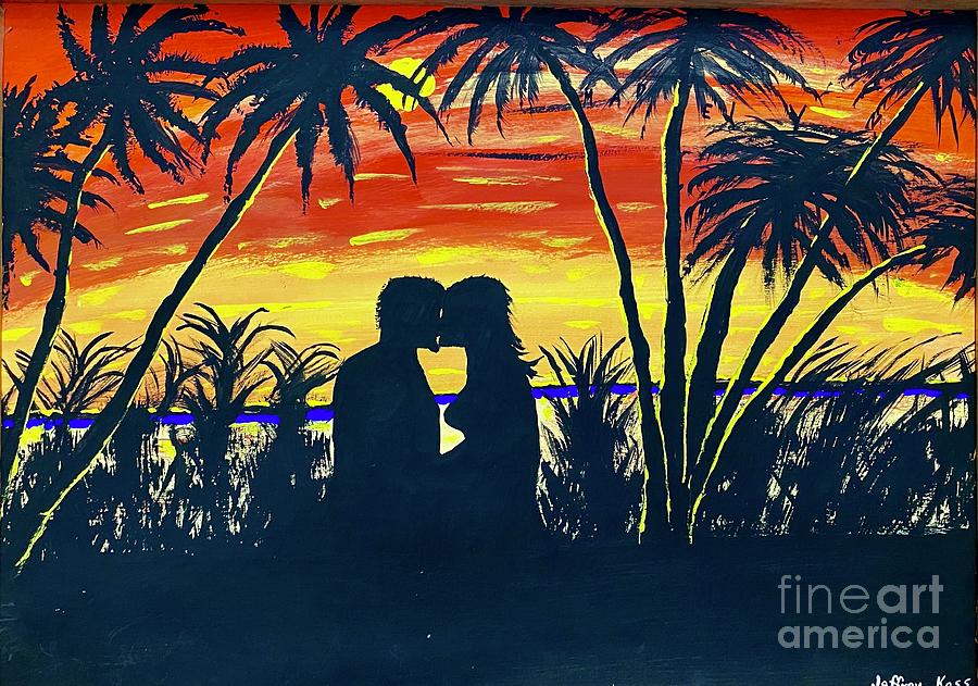 Hot Kiss At The Beach Painting by Jeffrey Koss