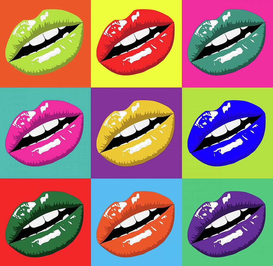 Hot Lips Pop Art. Digital Art by Tom Hill - Pixels