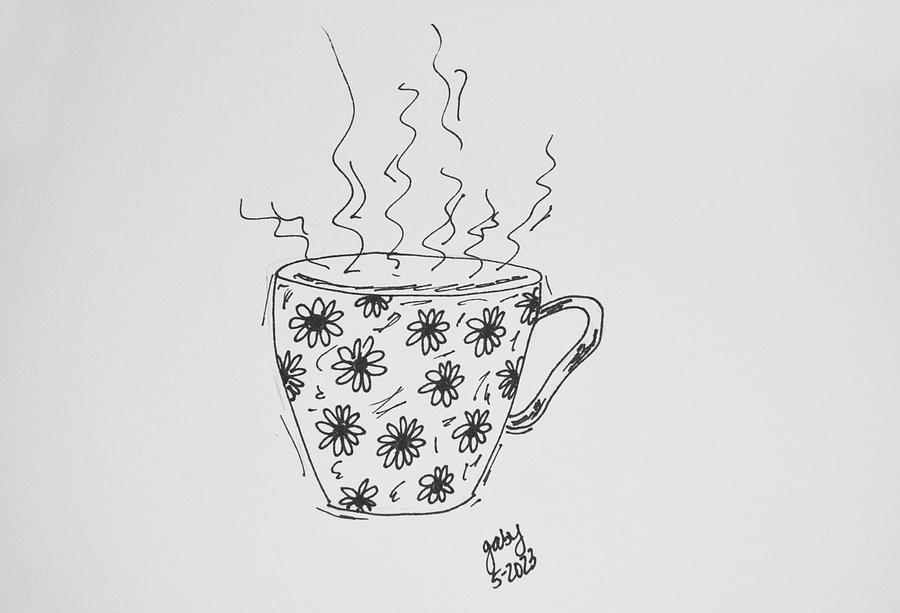 Hot Mug Flower Mug Sketch Drawing