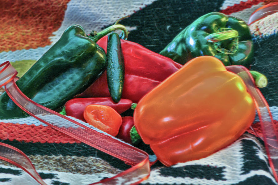 Hot peppers in a still life Photograph by Cordia Murphy