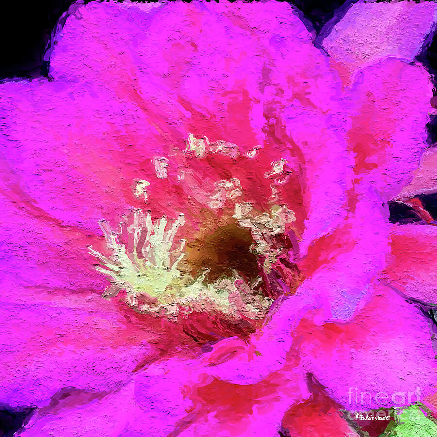 Hot Pink Camellia in Bloom Painting by Linda Weinstock