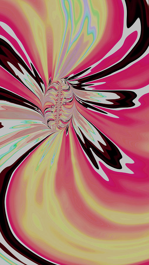Hot Pink Fractal Flower Blooming Digital Art