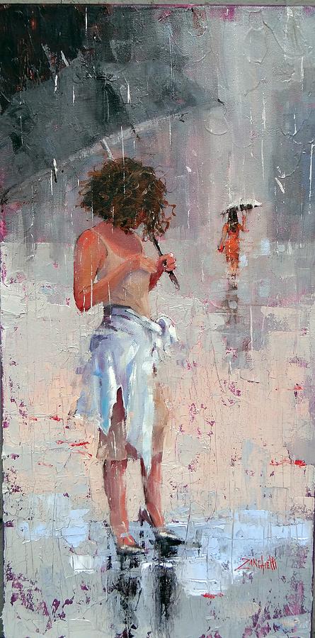 Hot Rain Painting by Laura Lee Zanghetti