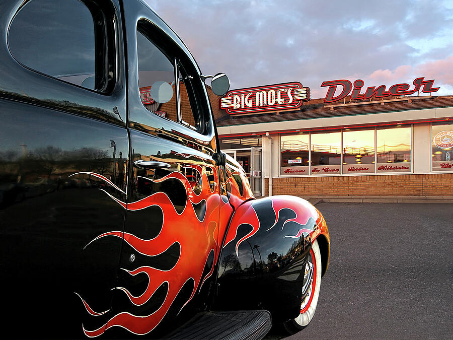 Hot Rod At The Diner At Sunset Photograph by Gill Billington