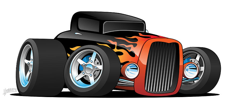 Hot Rod Classic Coupe Custom Car Cartoon Digital Art