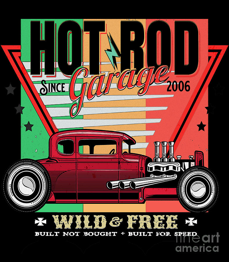Hot Rod Garage Digital Art by DSE Graphics