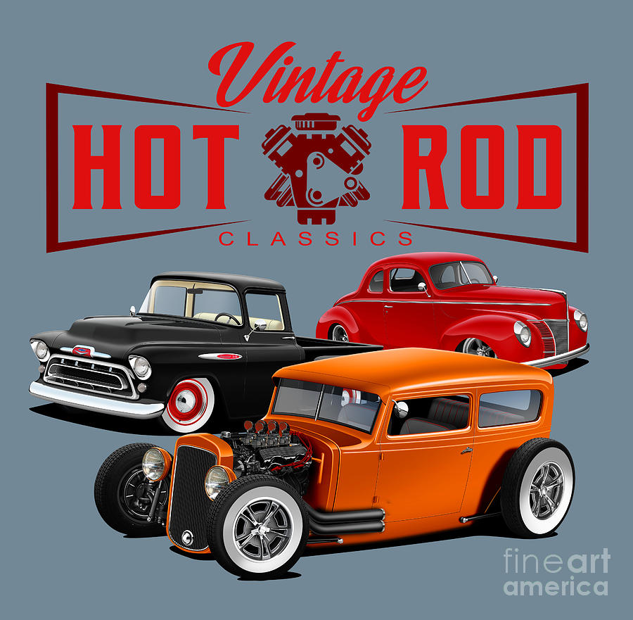 Hot Rod Triple Classic Digital Art by Paul Kuras | Fine Art America