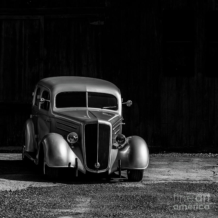 Hot Rod Vintage Car Black and White Square Photograph by Edward Fielding